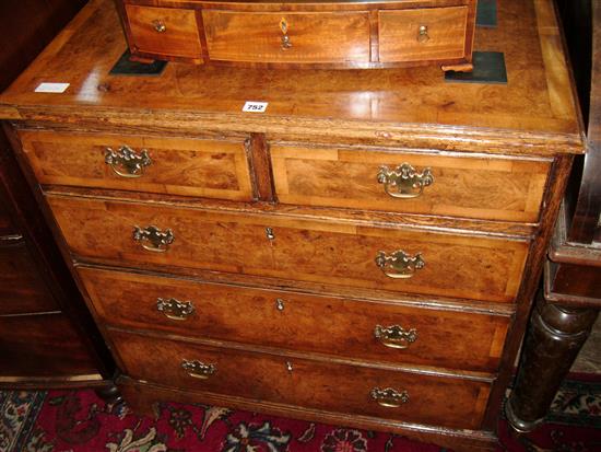 Walnut five drawer chest